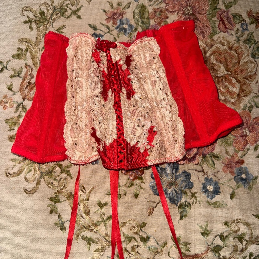 Victoria's Secret Red and Cream Lace Corset